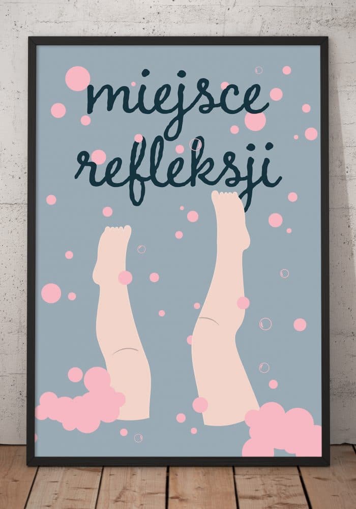 Mockup neutralny plakatu Miejsce refleksji - niebieski od sklepu Myśli na ścianę