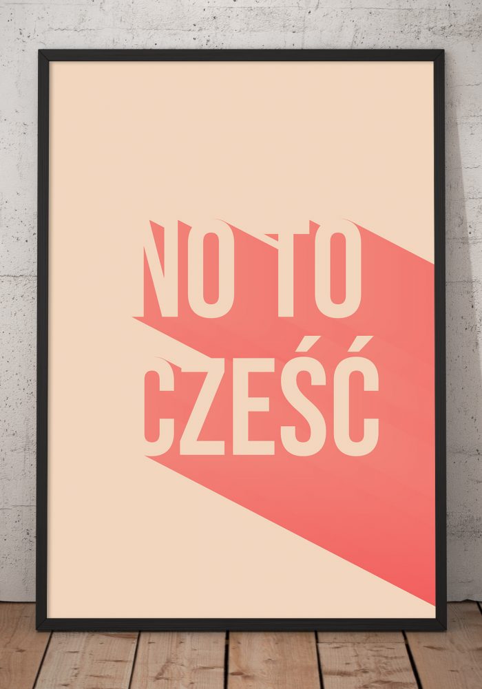 Mockup neutralny plakatu No to cześć różowy od sklepu Myśli na ścianę