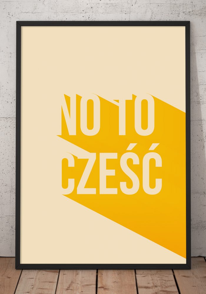 Mockup neutralny plakatu No to cześć żółty od sklepu Myśli na ścianę