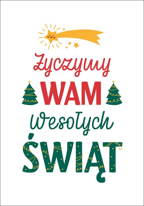 Plakat Życzymy Wam Wesołych Świąt od sklepu Myśli na ścianę